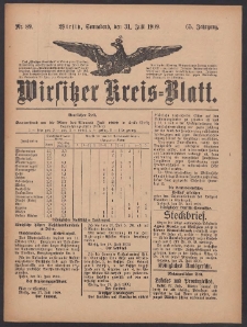 Wirsitzer Kreis-Blatt: herausgegeben vom Königlichen Landraths-Amte 1909.07.31 Jg.65 Nr89