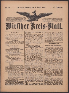 Wirsitzer Kreis-Blatt: herausgegeben vom Königlichen Landraths-Amte 1909.08.03 Jg.65 Nr90