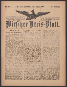 Wirsitzer Kreis-Blatt: herausgegeben vom Königlichen Landraths-Amte 1909.08.07 Jg.65 Nr92
