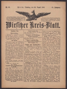 Wirsitzer Kreis-Blatt: herausgegeben vom Königlichen Landraths-Amte 1909.08.10 Jg.65 Nr93