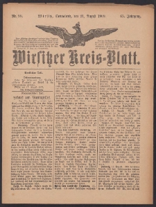 Wirsitzer Kreis-Blatt: herausgegeben vom Königlichen Landraths-Amte 1909.08.21 Jg.65 Nr98