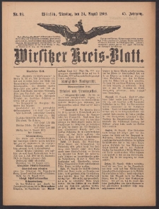 Wirsitzer Kreis-Blatt: herausgegeben vom Königlichen Landraths-Amte 1909.08.24 Jg.65 Nr99