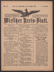 Wirsitzer Kreis-Blatt: herausgegeben vom Königlichen Landraths-Amte 1909.08.26 Jg.65 Nr100