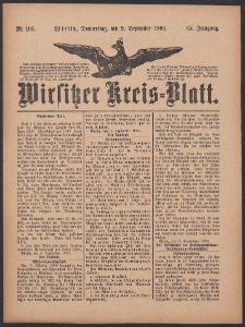 Wirsitzer Kreis-Blatt: herausgegeben vom Königlichen Landraths-Amte 1909.09.09 Jg.65 Nr106