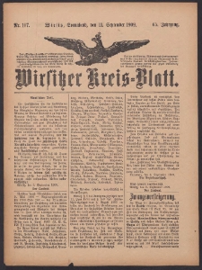 Wirsitzer Kreis-Blatt: herausgegeben vom Königlichen Landraths-Amte 1909.09.11 Jg.65 Nr107