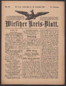 Wirsitzer Kreis-Blatt: herausgegeben vom Königlichen Landraths-Amte 1909.09.16 Jg.65 Nr109