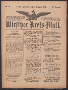 Wirsitzer Kreis-Blatt: herausgegeben vom Königlichen Landraths-Amte 1909.09.18 Jg.65 Nr110