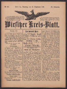 Wirsitzer Kreis-Blatt: herausgegeben vom Königlichen Landraths-Amte 1909.09.21 Jg.65 Nr111