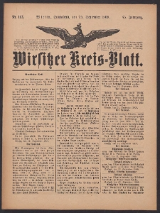 Wirsitzer Kreis-Blatt: herausgegeben vom Königlichen Landraths-Amte 1909.09.25 Jg.65 Nr113