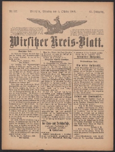 Wirsitzer Kreis-Blatt: herausgegeben vom Königlichen Landraths-Amte 1909.10.05 Jg.65 Nr117