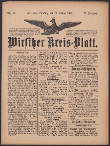 Wirsitzer Kreis-Blatt: herausgegeben vom Königlichen Landraths-Amte 1909.10.19 Jg.65 Nr123