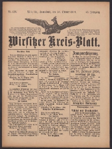 Wirsitzer Kreis-Blatt: herausgegeben vom Königlichen Landraths-Amte 1909.10.30 Jg.65 Nr128