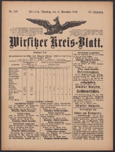 Wirsitzer Kreis-Blatt: herausgegeben vom Königlichen Landraths-Amte 1909.11.02 Jg.65 Nr129