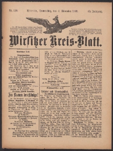 Wirsitzer Kreis-Blatt: herausgegeben vom Königlichen Landraths-Amte 1909.11.04 Jg.65 Nr130