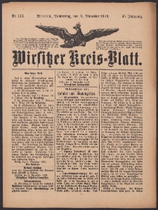 Wirsitzer Kreis-Blatt: herausgegeben vom Königlichen Landraths-Amte 1909.11.11 Jg.65 Nr133
