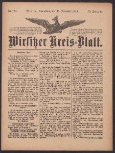Wirsitzer Kreis-Blatt: herausgegeben vom Königlichen Landraths-Amte 1909.11.13 Jg.65 Nr134