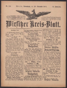 Wirsitzer Kreis-Blatt: herausgegeben vom Königlichen Landraths-Amte 1909.11.20 Jg.65 Nr136