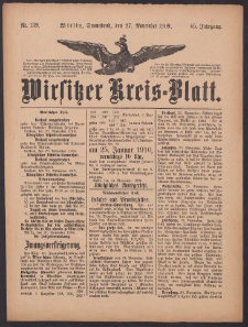 Wirsitzer Kreis-Blatt: herausgegeben vom Königlichen Landraths-Amte 1909.11.27 Jg.65 Nr139