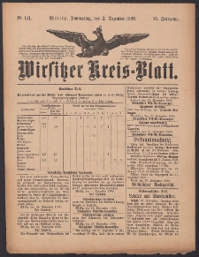 Wirsitzer Kreis-Blatt: herausgegeben vom Königlichen Landraths-Amte 1909.12.02 Jg.65 Nr141