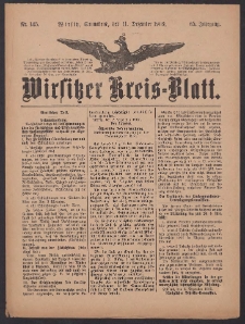 Wirsitzer Kreis-Blatt: herausgegeben vom Königlichen Landraths-Amte 1909.12.11 Jg.65 Nr145
