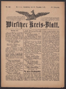 Wirsitzer Kreis-Blatt: herausgegeben vom Königlichen Landraths-Amte 1909.12.18 Jg.65 Nr148
