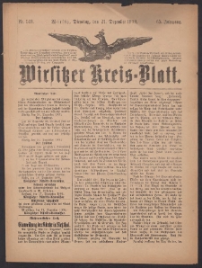 Wirsitzer Kreis-Blatt: herausgegeben vom Königlichen Landraths-Amte 1909.12.21 Jg.65 Nr149