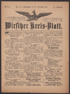 Wirsitzer Kreis-Blatt: herausgegeben vom Königlichen Landraths-Amte 1909.12.25 Jg.65 Nr151