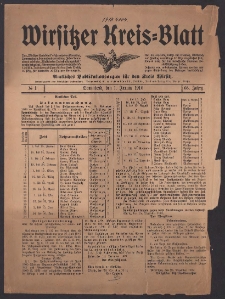 Wirsitzer Kreis-Blatt: Amtliches Publikationsorgan für den Kreis Wirsitz 1910.01.01 Jg.66 Nr1