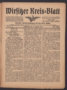 Wirsitzer Kreis-Blatt: Amtliches Publikationsorgan für den Kreis Wirsitz 1910.02.17 Jg.66 Nr20