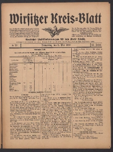 Wirsitzer Kreis-Blatt: Amtliches Publikationsorgan für den Kreis Wirsitz 1910.05.05 Jg.66 Nr52