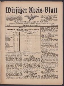 Wirsitzer Kreis-Blatt: Amtliches Publikationsorgan für den Kreis Wirsitz 1910.06.11 Jg.66 Nr67
