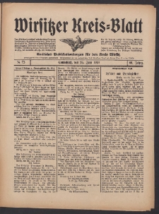 Wirsitzer Kreis-Blatt: Amtliches Publikationsorgan für den Kreis Wirsitz 1910.06.25 Jg.66 Nr73