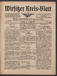 Wirsitzer Kreis-Blatt: Amtliches Publikationsorgan für den Kreis Wirsitz 1910.08.09 Jg.66 Nr92