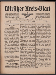 Wirsitzer Kreis-Blatt: Amtliches Publikationsorgan für den Kreis Wirsitz 1910.08.27 Jg.66 Nr100