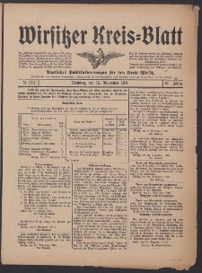 Wirsitzer Kreis-Blatt: Amtliches Publikationsorgan für den Kreis Wirsitz 1910.11.15 Jg.66 Nr134