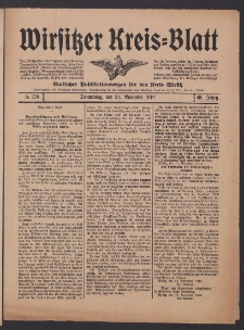 Wirsitzer Kreis-Blatt: Amtliches Publikationsorgan für den Kreis Wirsitz 1910.11.24 Jg.66 Nr138