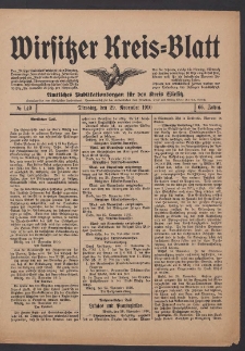 Wirsitzer Kreis-Blatt: Amtliches Publikationsorgan für den Kreis Wirsitz 1910.11.29 Jg.66 Nr140