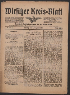 Wirsitzer Kreis-Blatt: Amtliches Publikationsorgan für den Kreis Wirsitz 1910.12.06 Jg.66 Nr143