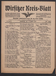 Wirsitzer Kreis-Blatt: Amtliches Publikationsorgan für den Kreis Wirsitz 1910.12.08 Jg.66 Nr144