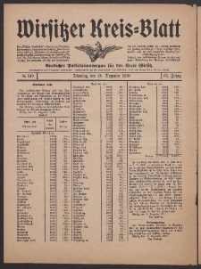 Wirsitzer Kreis-Blatt: Amtliches Publikationsorgan für den Kreis Wirsitz 1910.12.20 Jg.66 Nr149