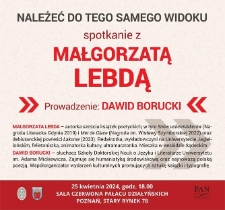 Należeć do tego samego widoku - spotkanie z Małgorzatą Lebdą. Prowadzenie: Dawid Borucki.
