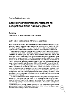 Controlling instruments for supporting occupational fraud risk management: summary