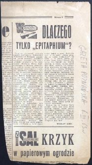 [Wzmianka prasowa] : [Gazeta Poznańska, 6 III 1963] : W muzykalnym Poznaniu : Dlaczego tylko Epitaphium?
