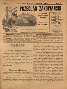 Przegląd Zakopiański : czasopismo poświęcone sprawom miejscowym. 1900.04.12 R.2 Nr15