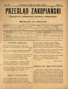 Przegląd Zakopiański : czasopismo poświęcone sprawom miejscowym. 1900.05.24 R.2 Nr21