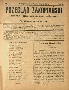 Przegląd Zakopiański : czasopismo poświęcone sprawom miejscowym. 1900.06.07 R.2 Nr23