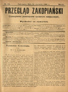 Przegląd Zakopiański : czasopismo poświęcone sprawom miejscowym. 1900.06.14 R.2 Nr24