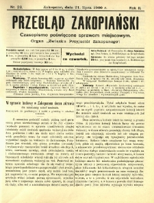 Przegląd Zakopiański : czasopismo poświęcone sprawom miejscowym. Organ "Związku Przyjaciół Zakopanego" 1900.07.12 R.2 Nr28