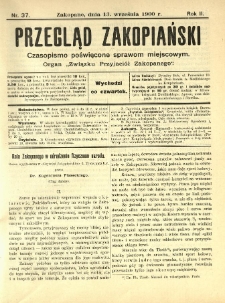 Przegląd Zakopiański : czasopismo poświęcone sprawom miejscowym. Organ "Związku Przyjaciół Zakopanego" 1900.09.13 R.2 Nr37