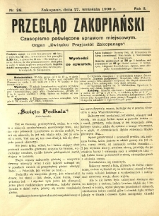 Przegląd Zakopiański : czasopismo poświęcone sprawom miejscowym. Organ "Związku Przyjaciół Zakopanego" 1900.09.27 R.2 Nr39